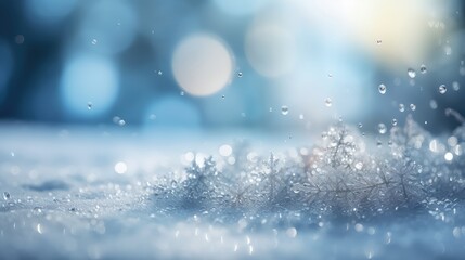 Fototapeta na wymiar Winter background with snowflakes and bokeh lights. Christmas background. Copy space for text. Copy space. Space for text. Generative Ai, Generative, AI