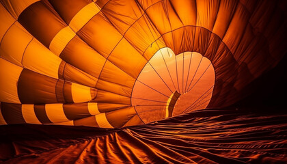 Obraz premium Vibrant hot air balloon flying over landscape generated by AI