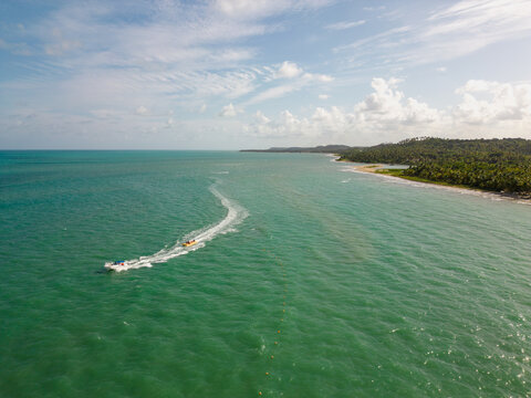 Aerial photo of Camacho beach in the city in Maragogi, Alagoas, Brazil