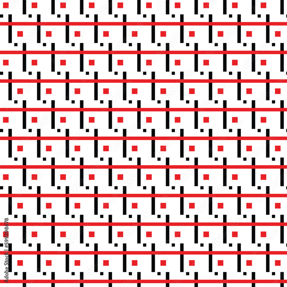 Poster abstract repeatable black and red geometric pattern art.