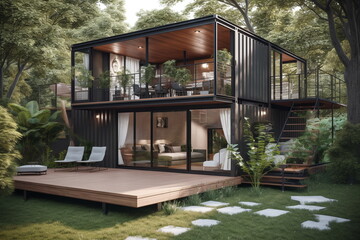 Fototapeta premium Container house in nature