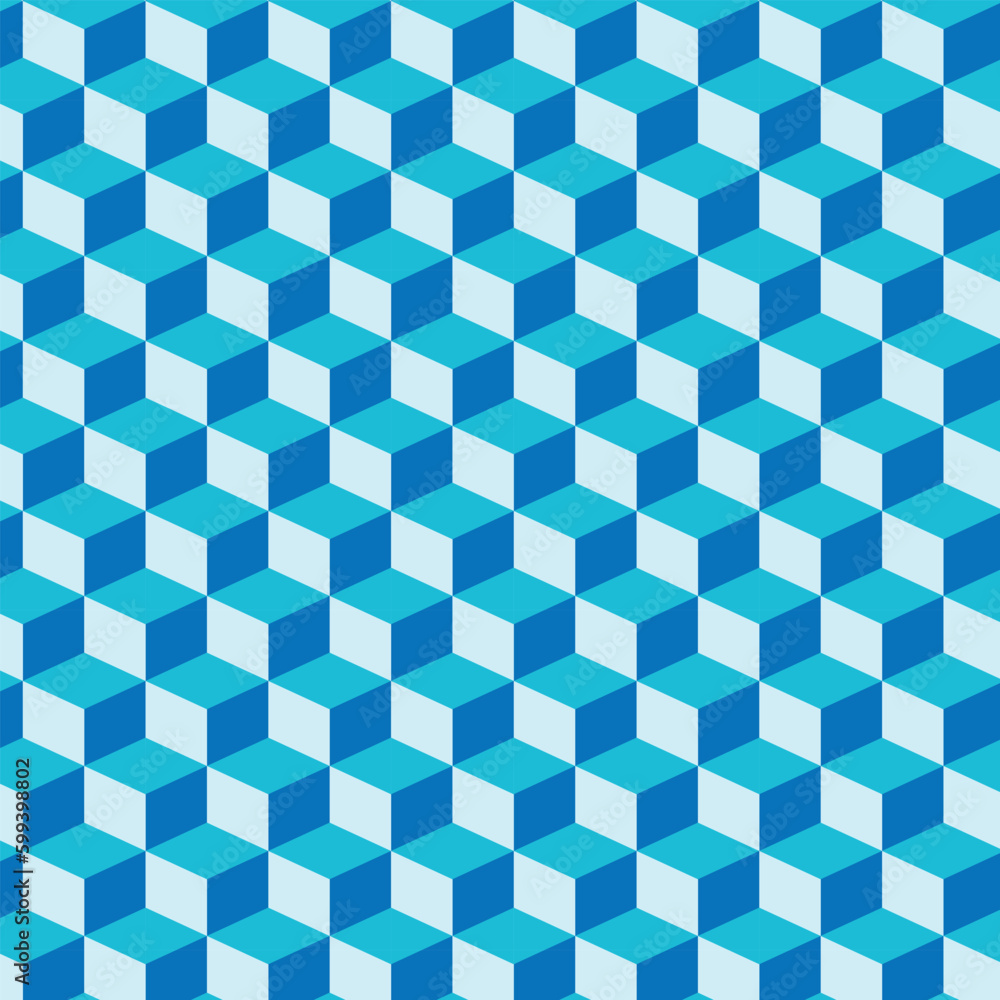 Poster abstract geometric blue cube shape pattern vector.