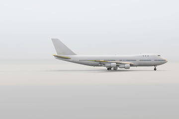 Commercial airplane with copyspace on white background