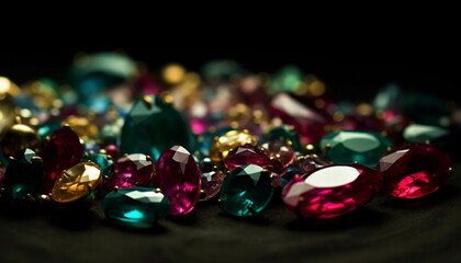 Shiny gemstone jewelry, luxury object of wealth generated by AI