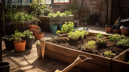 Urban Gardening Gärtnern Balkon Terrasse Kräuter Glashaus Pflanzen Topf Beet Garten Garden sonnig hell grün Erde