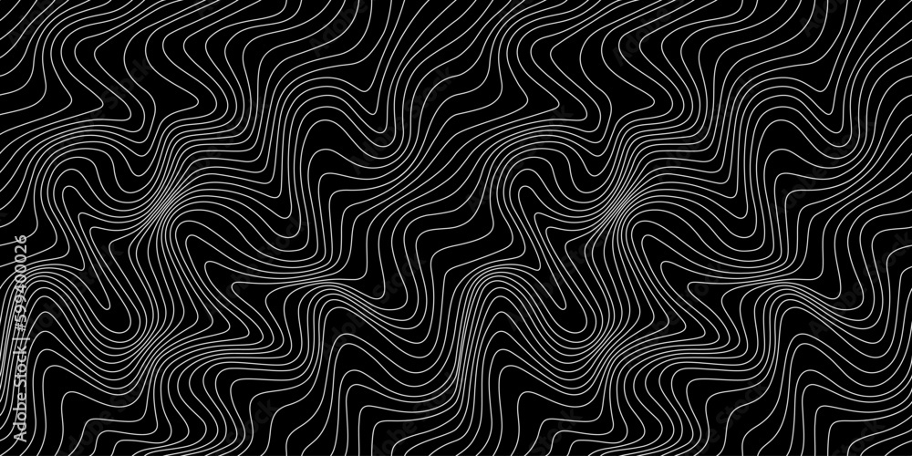 Aufkleber Weather Map Background. Abstract Vector Seamless Pattern with Contour Lines. Monohrome Geometric Linear Topographic Texture