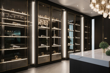 Fototapeta premium interior of a luxuriouse wardrobe created using generative Al tools 