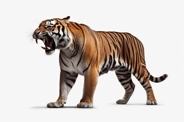 Fototapeta na wymiar fierce tiger roaring with its mouth wide open Generative AI
