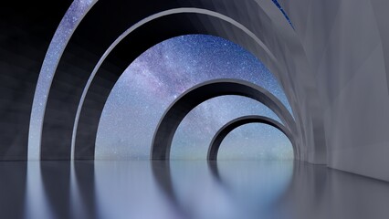 Abstract architecture background arched interior 3d render