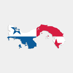 panama map with flag on gray background