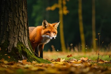 Obraz premium red fox in the woods