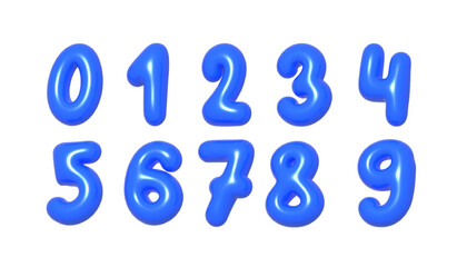Set of luxury, gleaming and lustrous Midnight Blue balloon digit three. 3d realistic design element isolated on white background. For Happy Birthday, Birthday cake, Events.