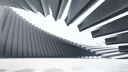 Obraz premium 3d render abstract architecture background building geometric shape