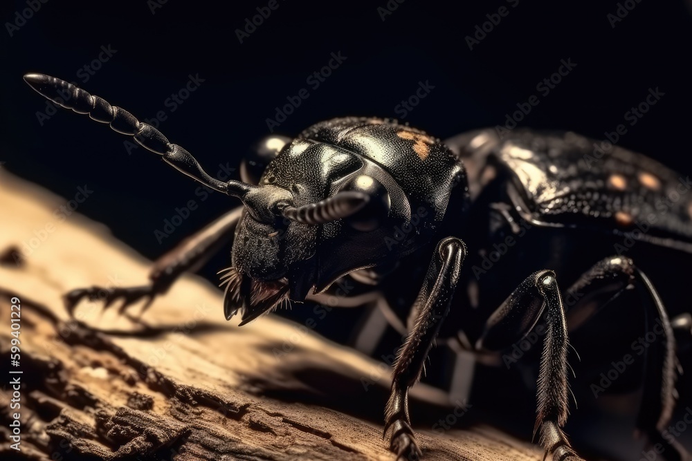 Aufkleber macro shot of an insect on a textured wooden background generative ai
