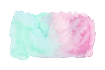Watercolor mint  and pink texture cycle. Hand painted illustration. 