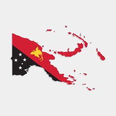 papua new guinea map with flag on gray background