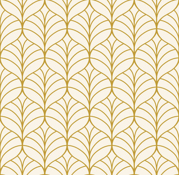 Modern floral art deco seamless pattern. Vector damask illustration with leaves. Decorative botanical background.