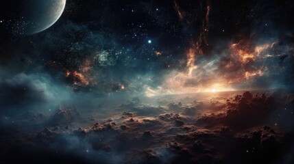 Fototapeta premium Planets, stars and galaxies in outer space showing the beauty of space exploration.