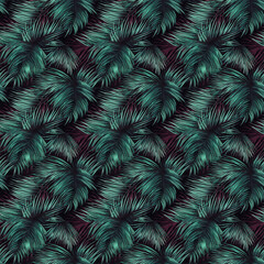 Naklejka na ściany i meble Palm Leaves Seamless Patterns with Generative AI technology 