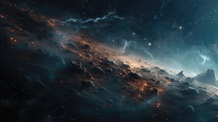 Night sky with stars and nebula as background, 3D rendering