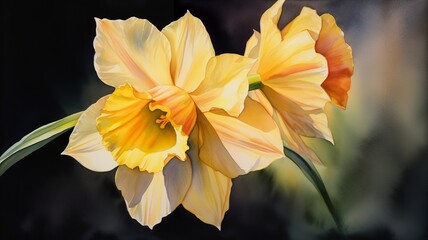 Watercolor Daffodil Delight