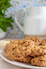 Caprichos de Santiago. Almond cookies, sugar and eggs. Concept of gastronomy