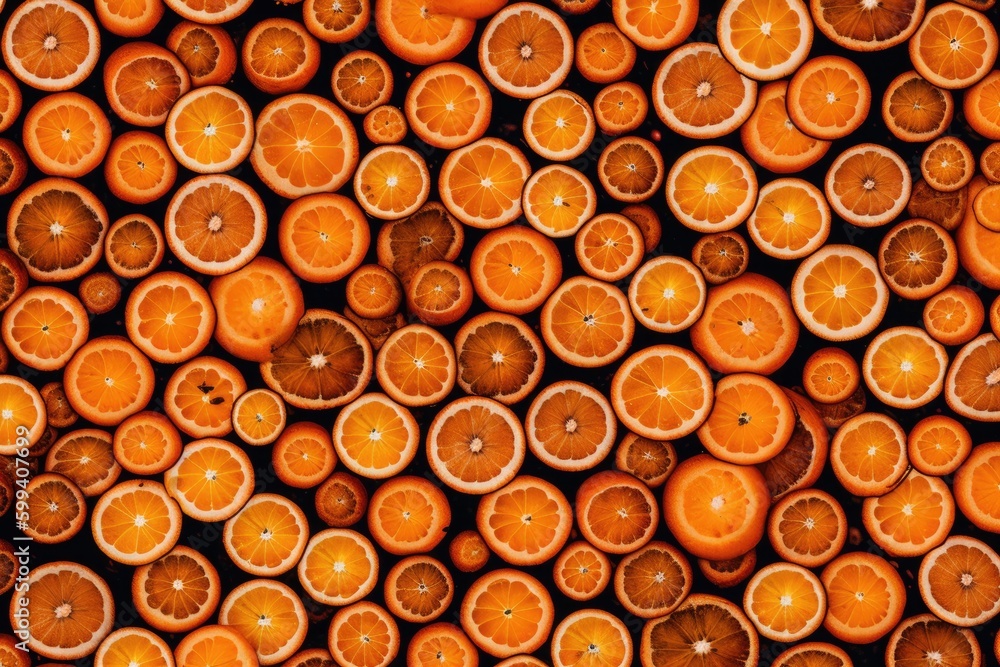 Aufkleber stacked oranges on a white background generative ai