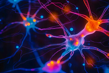 An image of neurons involved in spatial navigation, such as those in the entorhinal cortex. Generative Ai.