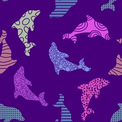 Summer animals seamless dolphins pattern for wrapping paper and kids clothes print and fabrics and linens