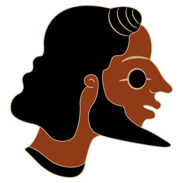 Head of ancient Greek man. Ethnic design. Vase painting style. Isolated vector illustration.