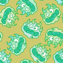 Cartoon monsters seamless emoticons aliens pattern for kids clothes print and wrapping paper and fabrics