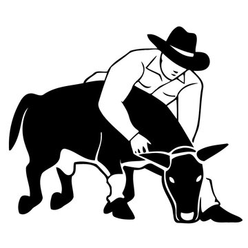 Brazilian rodeo sport called pega do garrote in black and white created with Generative AI technology