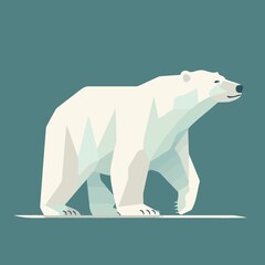 white polar bear isolated on blue background created with Generative AI technology