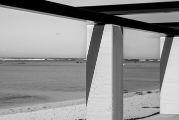 Column and Girders on a Deserted Beach.