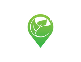 Leaf Pin Logo Concept icon sign symbol Element Design. Leaves, Organic, Herbal, Natural Products, Ecology, Nature Logotype. Vector illustration template