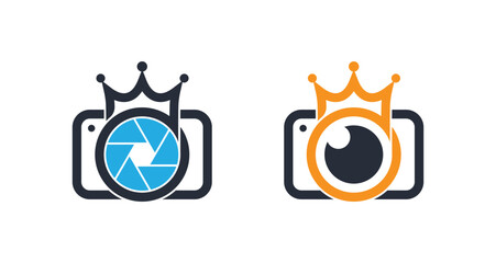 Crown Camera Shutter Photography Logo Concept icon symbol sign Element Design. Photographer Logotype. Vector illustration template