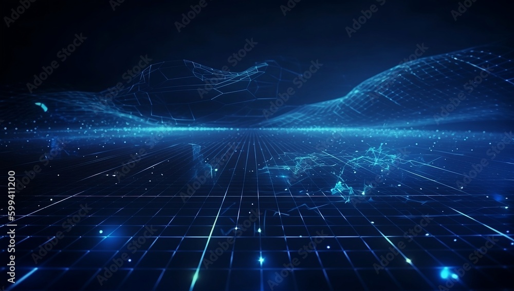 Aufkleber the future of cyberspace: abstract technological background in blue.explore the potential of cybersp