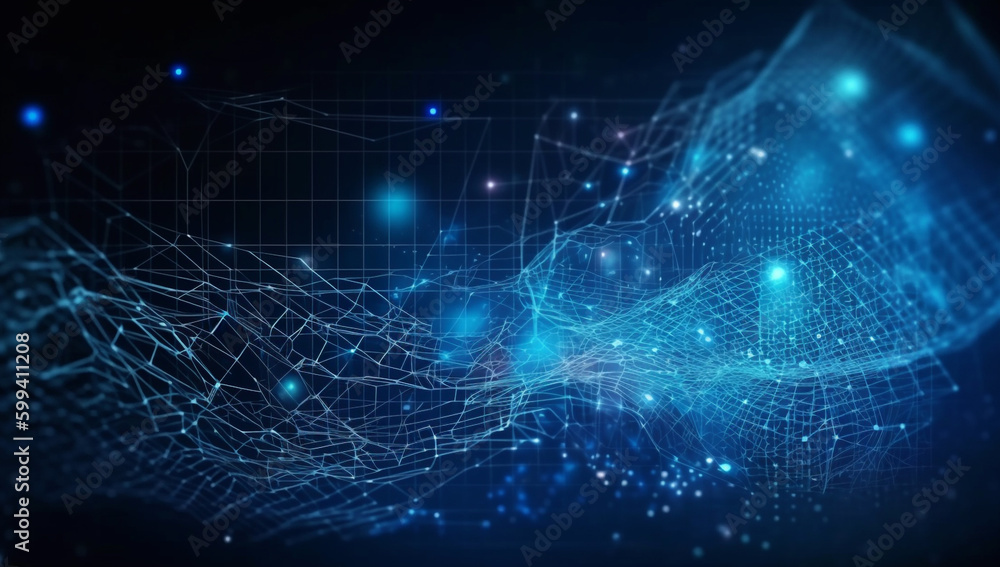 Aufkleber the future of cyberspace: abstract technological background in blue.explore the potential of cybersp