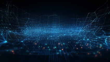 Obraz premium The Future of Cyberspace: Abstract Technological Background in Blue.Explore the Potential of Cyberspace: Modern Tech Backgrounds in Blue.Big . Generative AI,