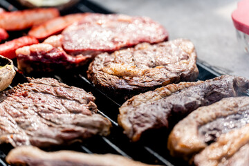 Grill with picanha steak, sausage and skirt steak 
