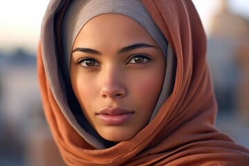 Portrait of a very attractive Young arabic woman looking at the camera. generative AI