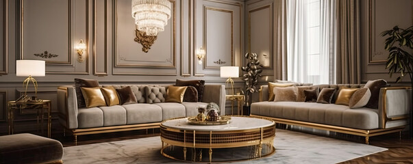 Obraz na płótnie Canvas Luxurious Interior Design With Furniture, generative ai
