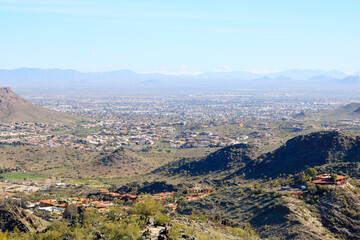 Fototapeta na wymiar Moon Valley neighborhood in northern part of Phoenix as seen from North Mountain park, Arizona