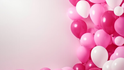 Balloons, pink background with copyspace
