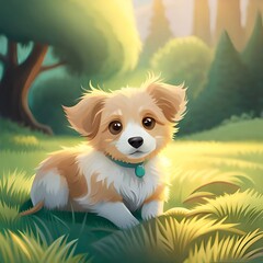 Illustration Of A Cute Puppy Generative Ai