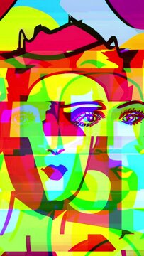Pop Art Style Animation With Retro Woman vertical video