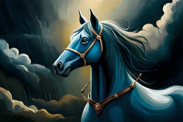 Obraz na płótnie Canvas Oil painting of horse. Generative AI