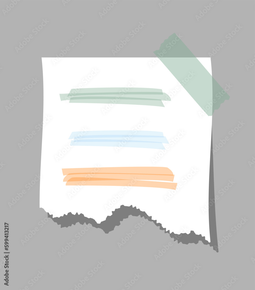 Poster notebook paper piece concept. torn and dirty sheet. empty and damaged document. organization of work