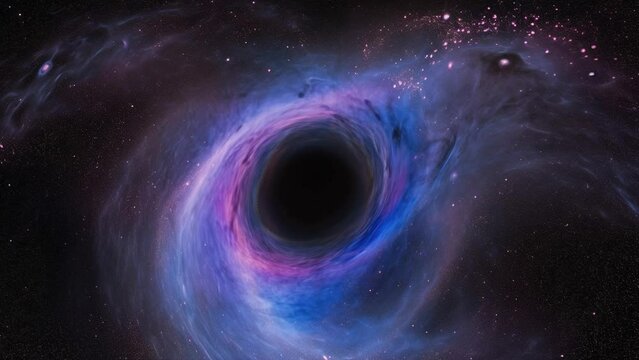 Black Hole inside Shining Nebula Deep Space Surrounded by Twinkling Galaxy Stardust Enchanting Background Looped Animation	