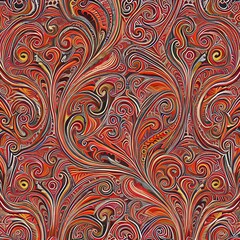 A swirling, paisley-like pattern in shades of pink and orange2, Generative AI